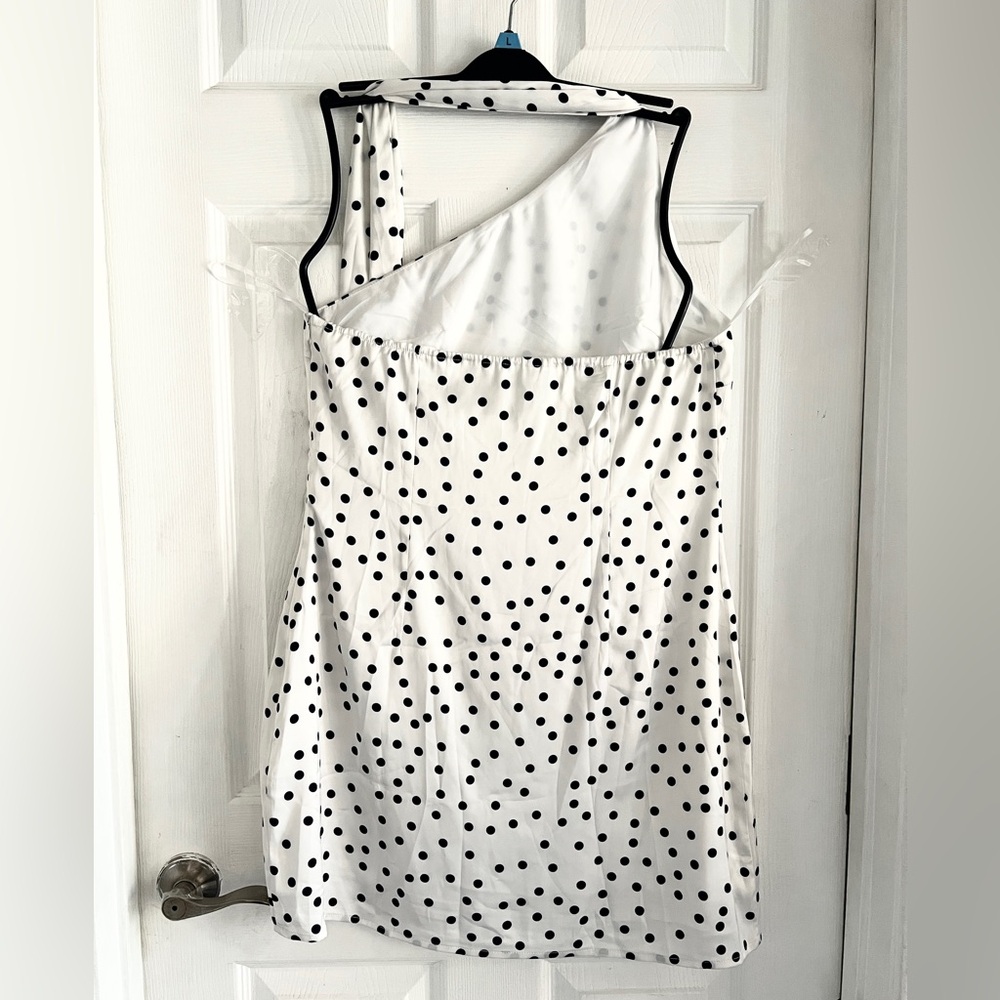 Commense Satin Polka Dot Asymmetrical Dress - Picture 8 of 12